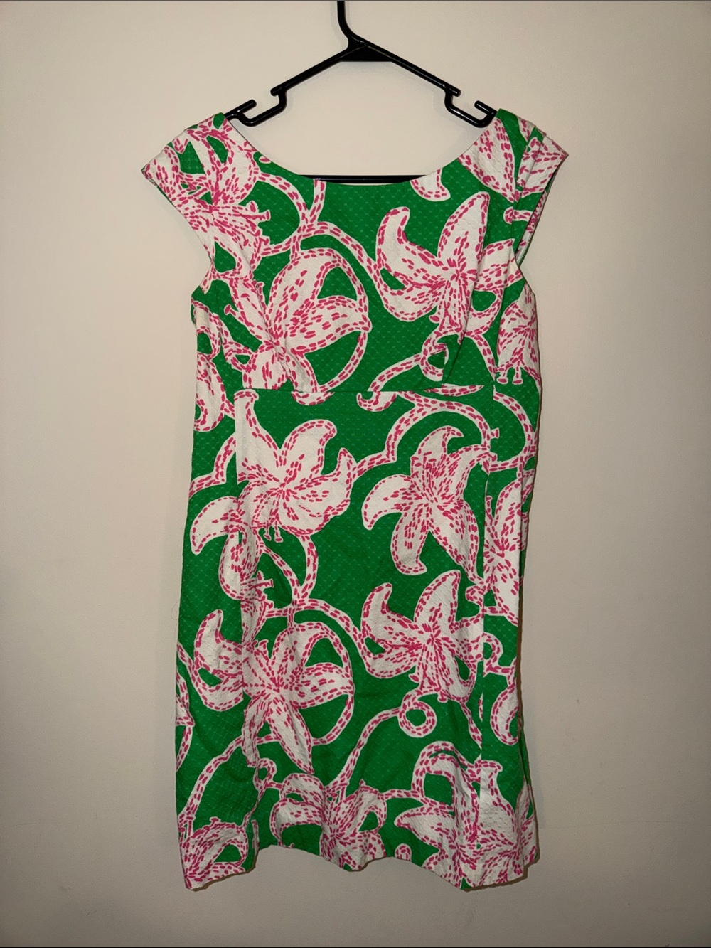 Lilly Pulitzer Pink & Green Floral Cap-Sleeve Shift Dress